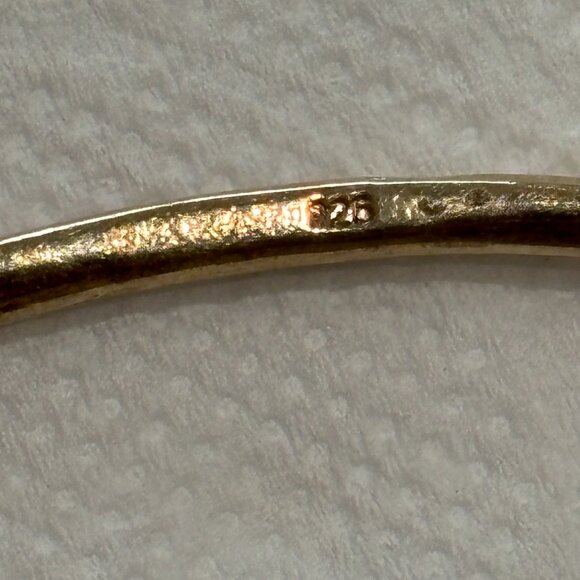 Gold tone Silver 925 Oval Vermeil Purple Amethyst Dangle Charm Bangle Bracelet - Picture 9 of 12